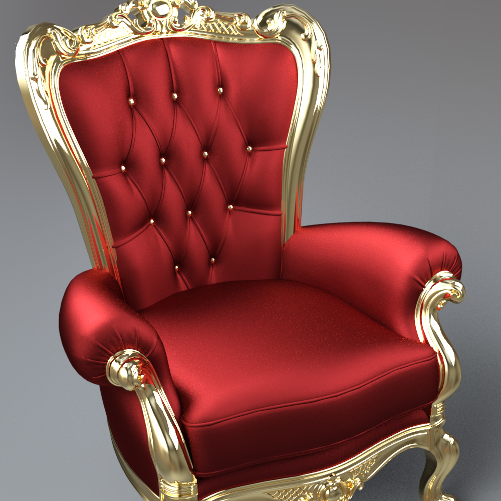 Luxury Royal Red Velvet Gold Throne Chair AQ3D Daz Content