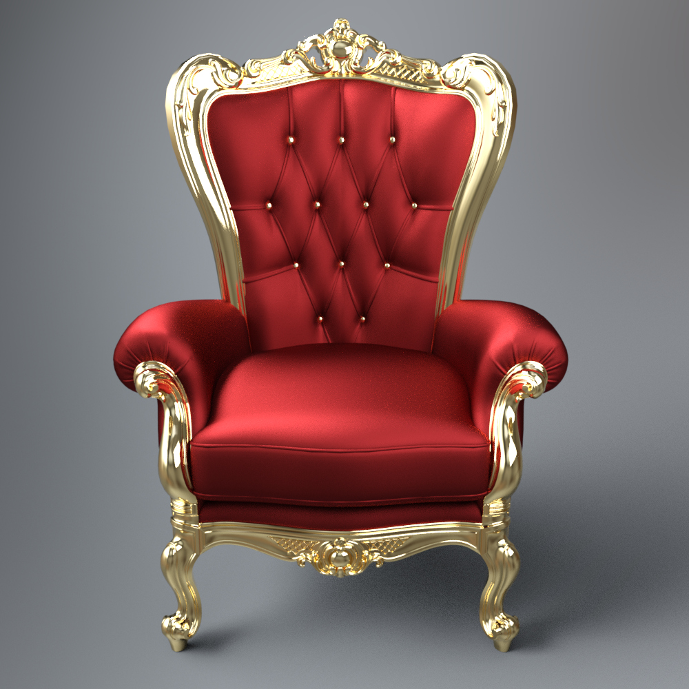 Luxury Royal Red Velvet Gold Throne Chair AQ3D Daz Content