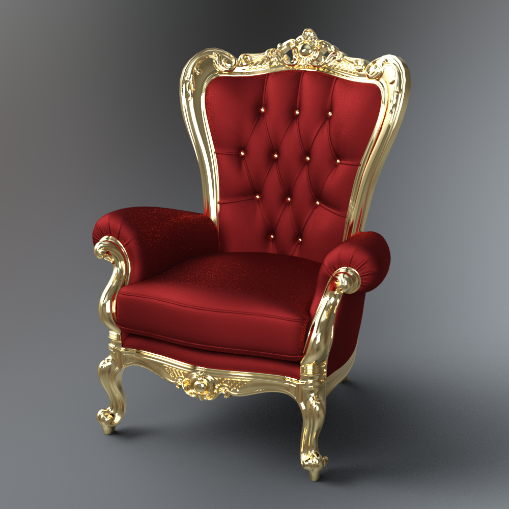 Luxury Royal Red Velvet Gold Throne Chair AQ3D Daz Content