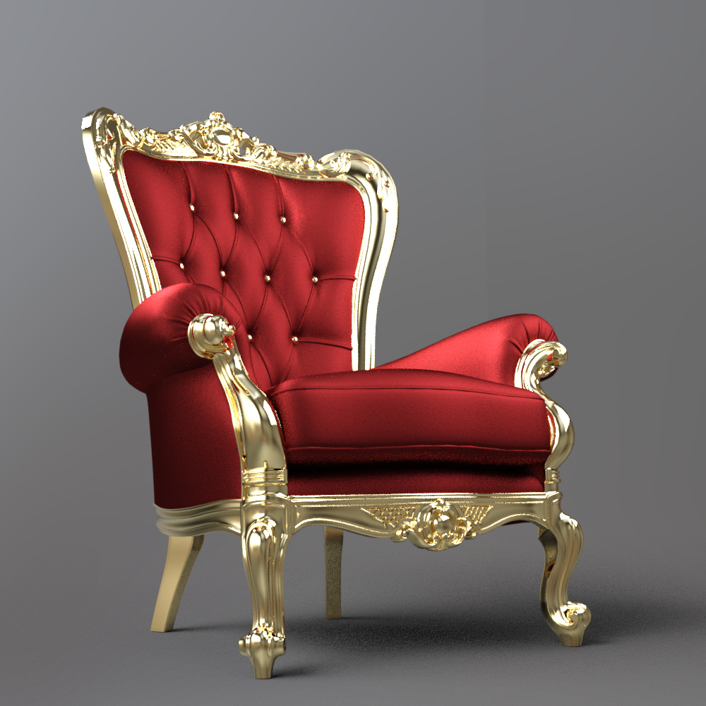 Luxury Royal Red Velvet Gold Throne Chair AQ3D Daz Content