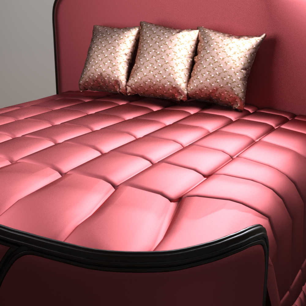 Luxury Upholstered Tufted Bed AQ3D Daz Content