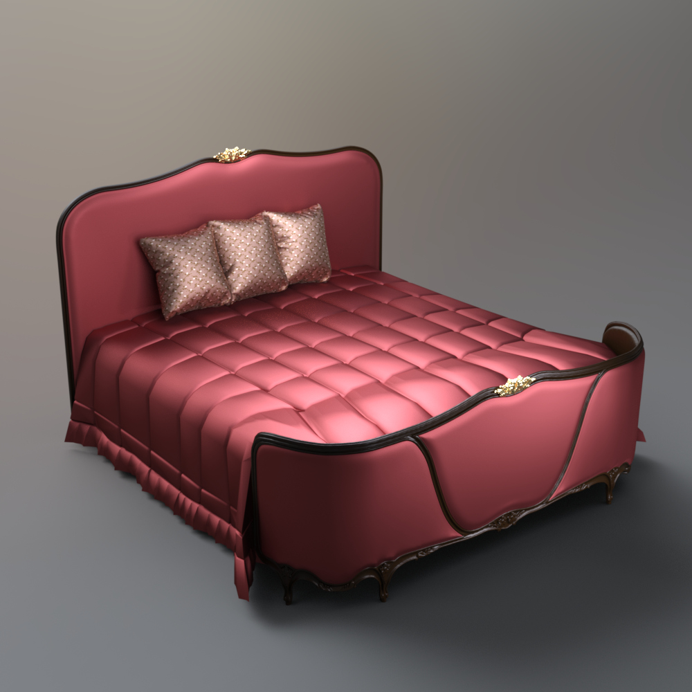 Luxury Upholstered Tufted Bed AQ3D Daz Content