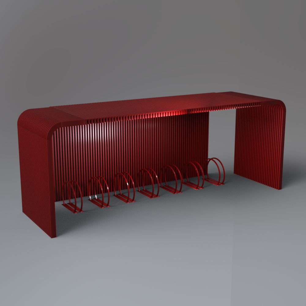 Modern Bicycle Parking Shelter with Bike Racks AQ3D Daz Content