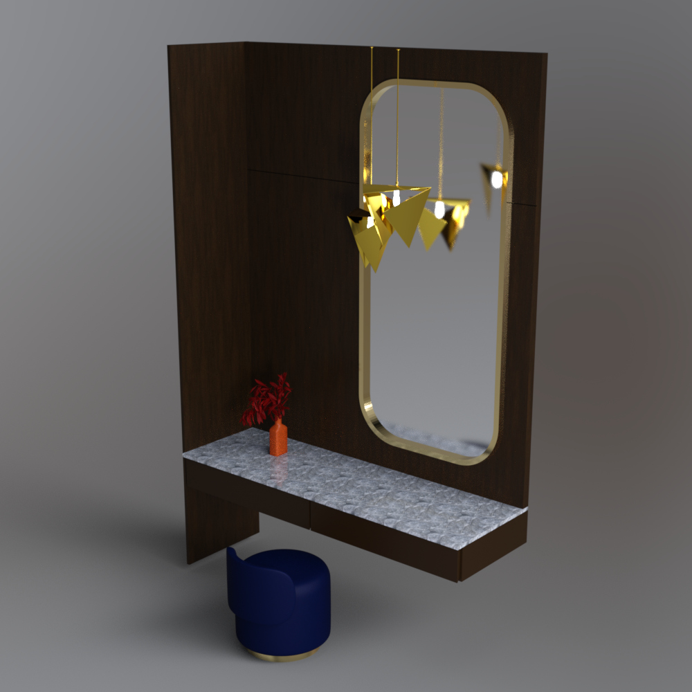 Modern Dressing Table and Stool AQ3D Daz Content