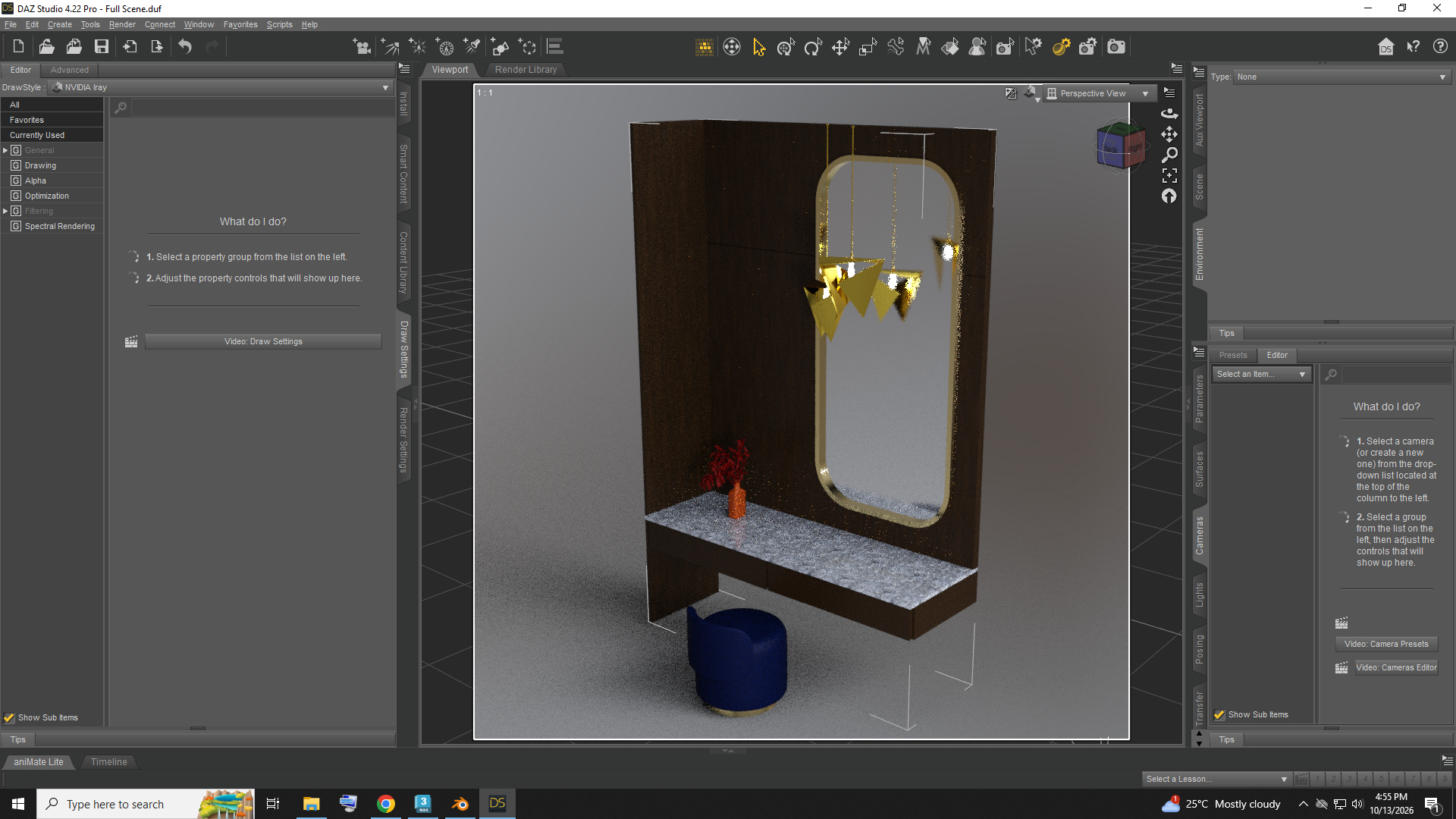 Modern Dressing Table and Stool AQ3D Daz Content