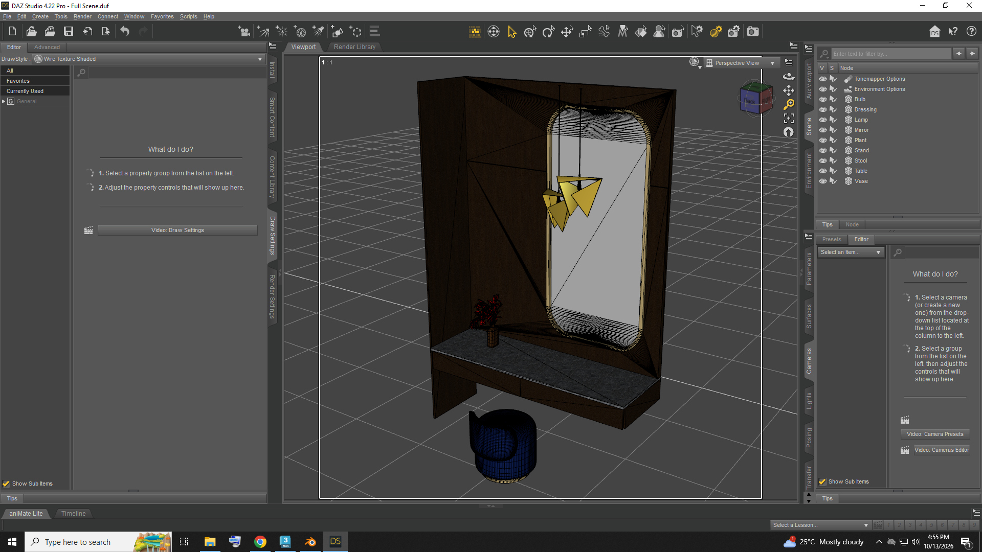 Modern Dressing Table and Stool AQ3D Daz Content