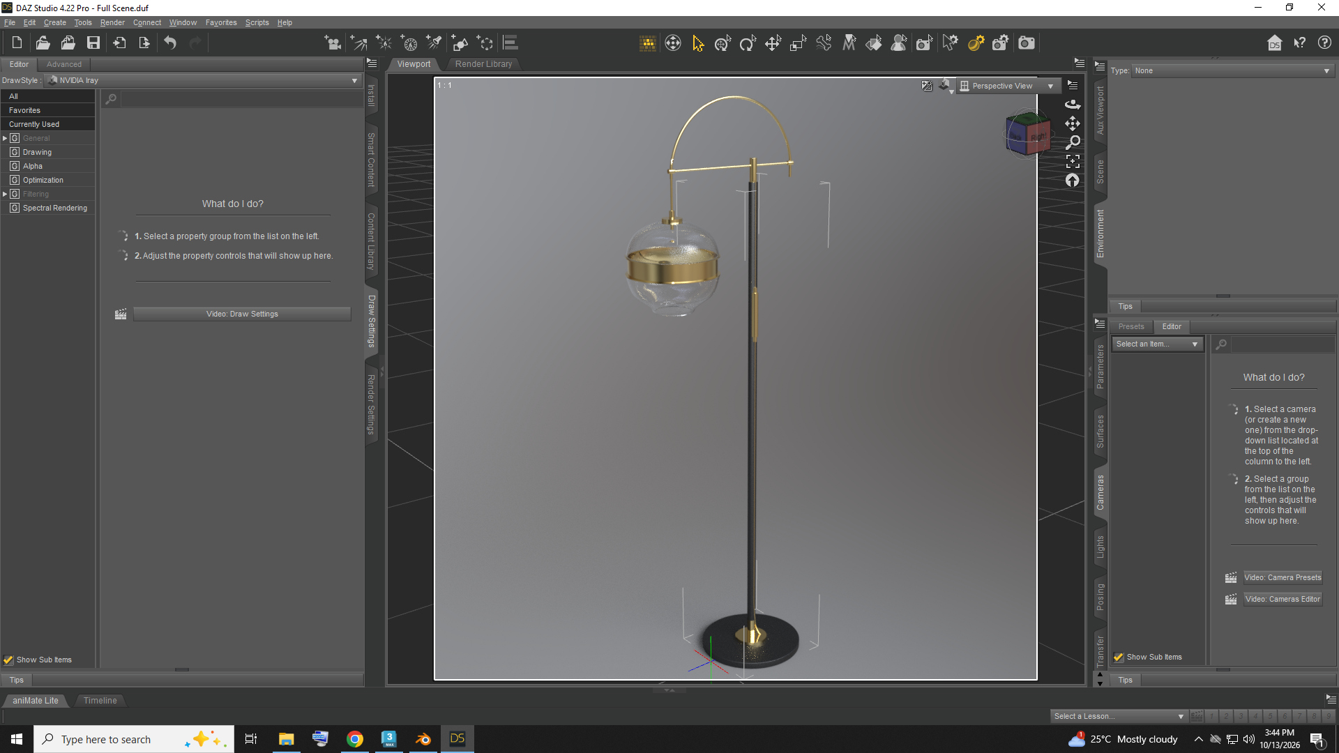 Modern Gold and Black Floor Lamp AQ3D Daz Content