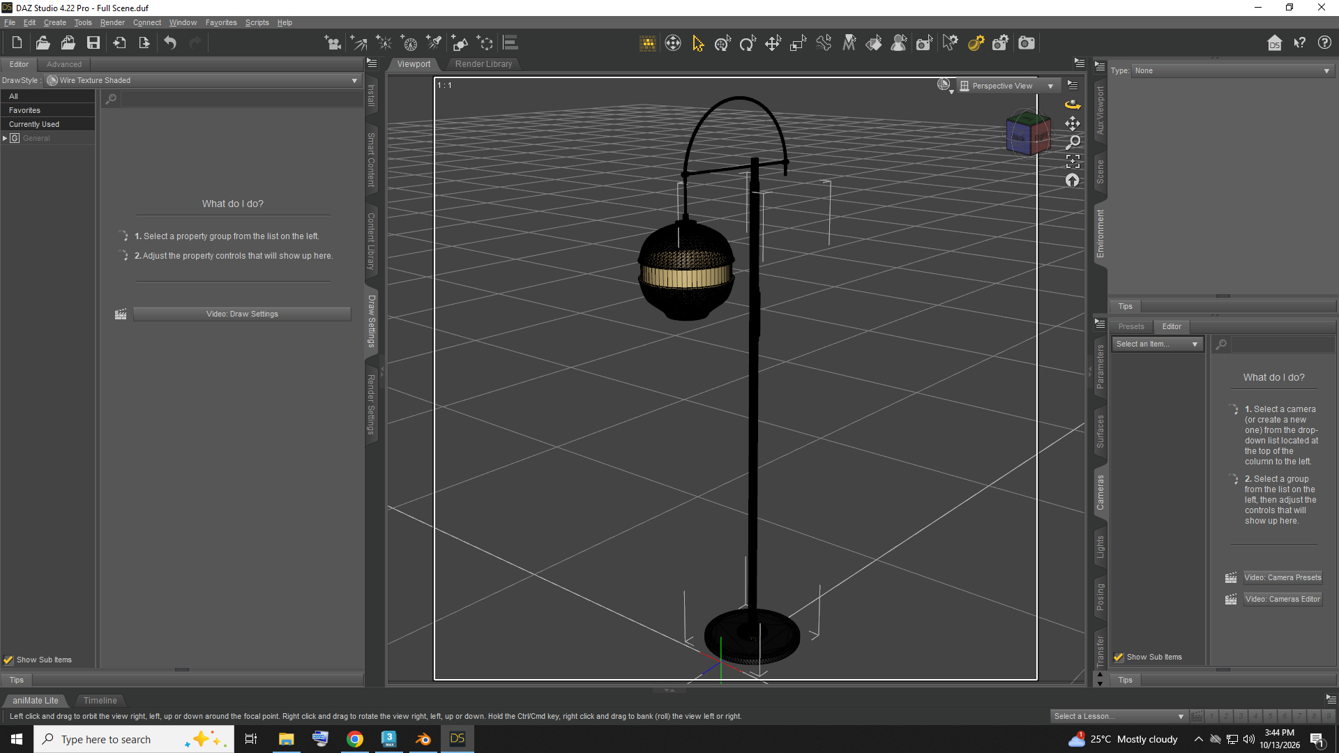 Modern Gold and Black Floor Lamp AQ3D Daz Content