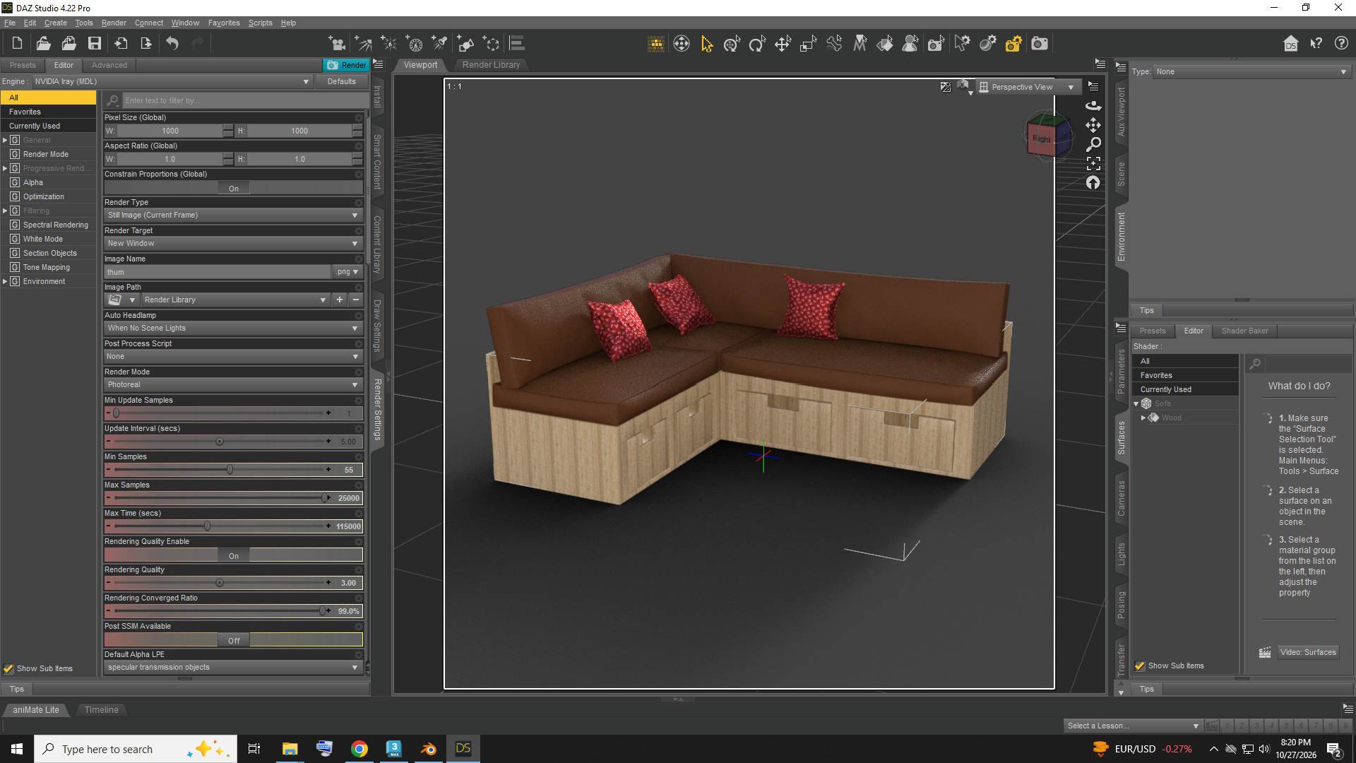 Modern L Shaped Sofa AQ3D Daz Content