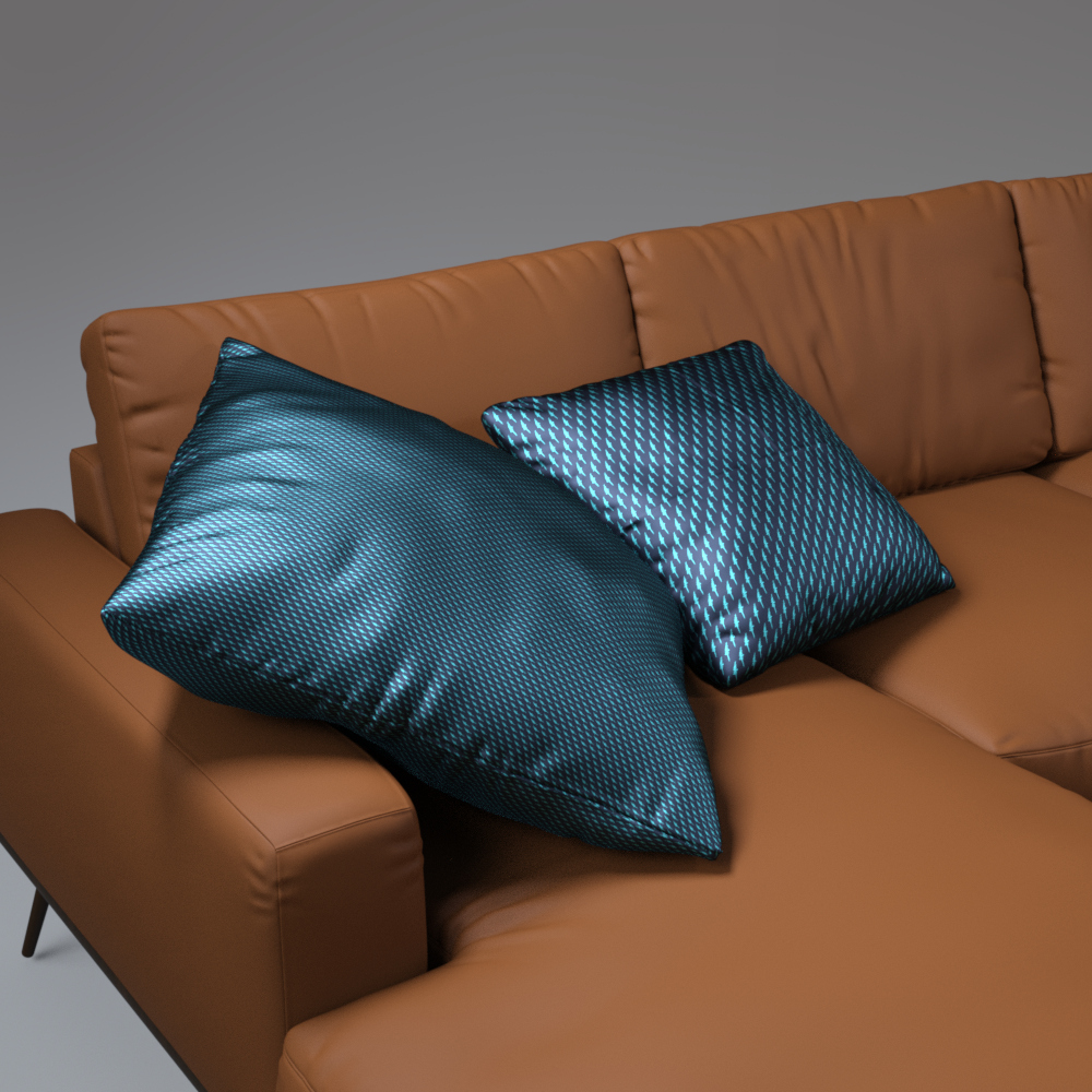 Modern L Shaped Sofa Set With Rocking Chair and Rug AQ3D Daz Content