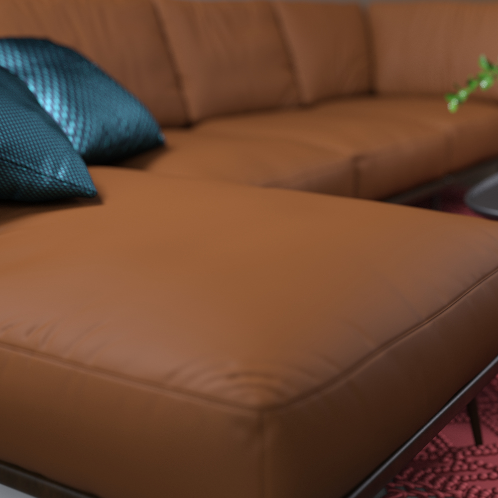 Modern L Shaped Sofa Set With Rocking Chair and Rug AQ3D Daz Content