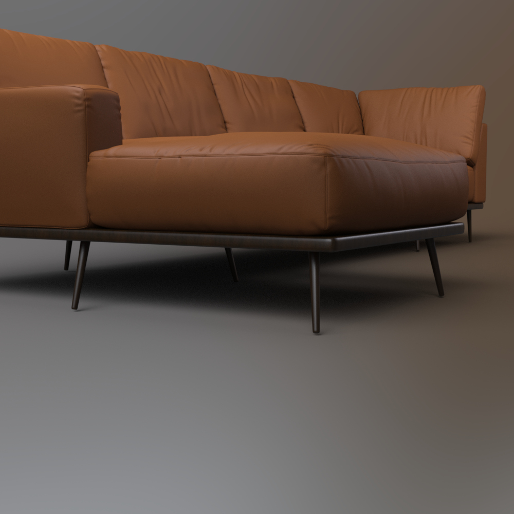 Modern L Shaped Sofa Set With Rocking Chair and Rug AQ3D Daz Content