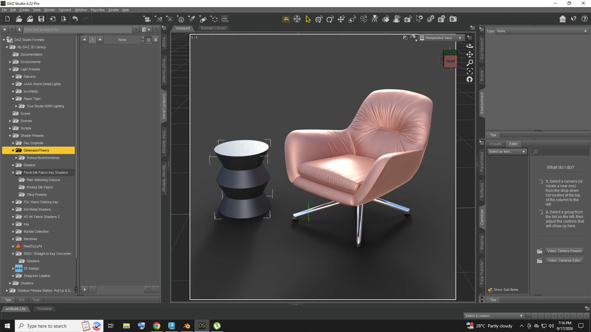 Modern Lounge Chair & Side Table 3D Model AQ3D Daz Content