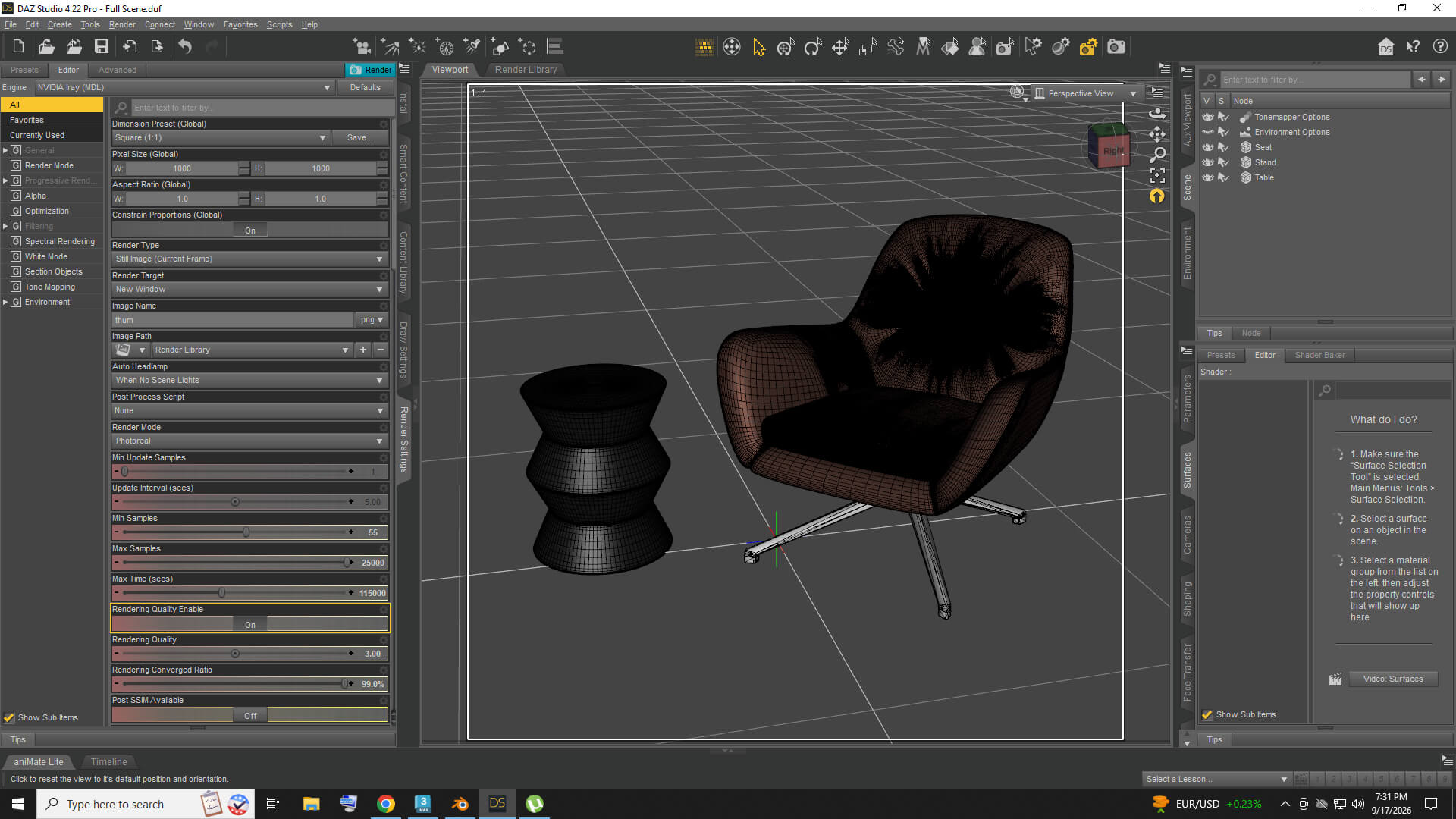 Modern Lounge Chair &amp Side Table 3D Model AQ3D Daz Content