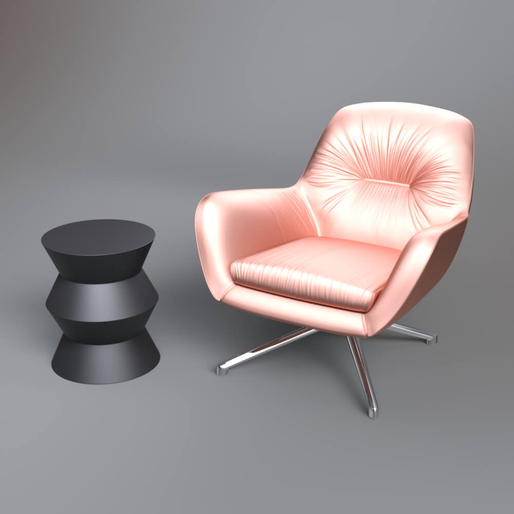 Modern Lounge Chair &amp Side Table 3D Model AQ3D Daz Content