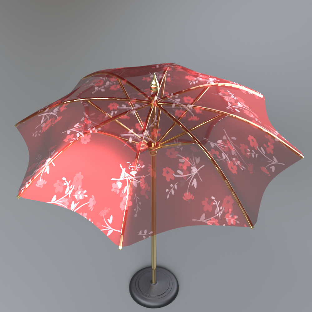 Modern Outdoor Patio Umbrella With Round Base AQ3D Daz Content