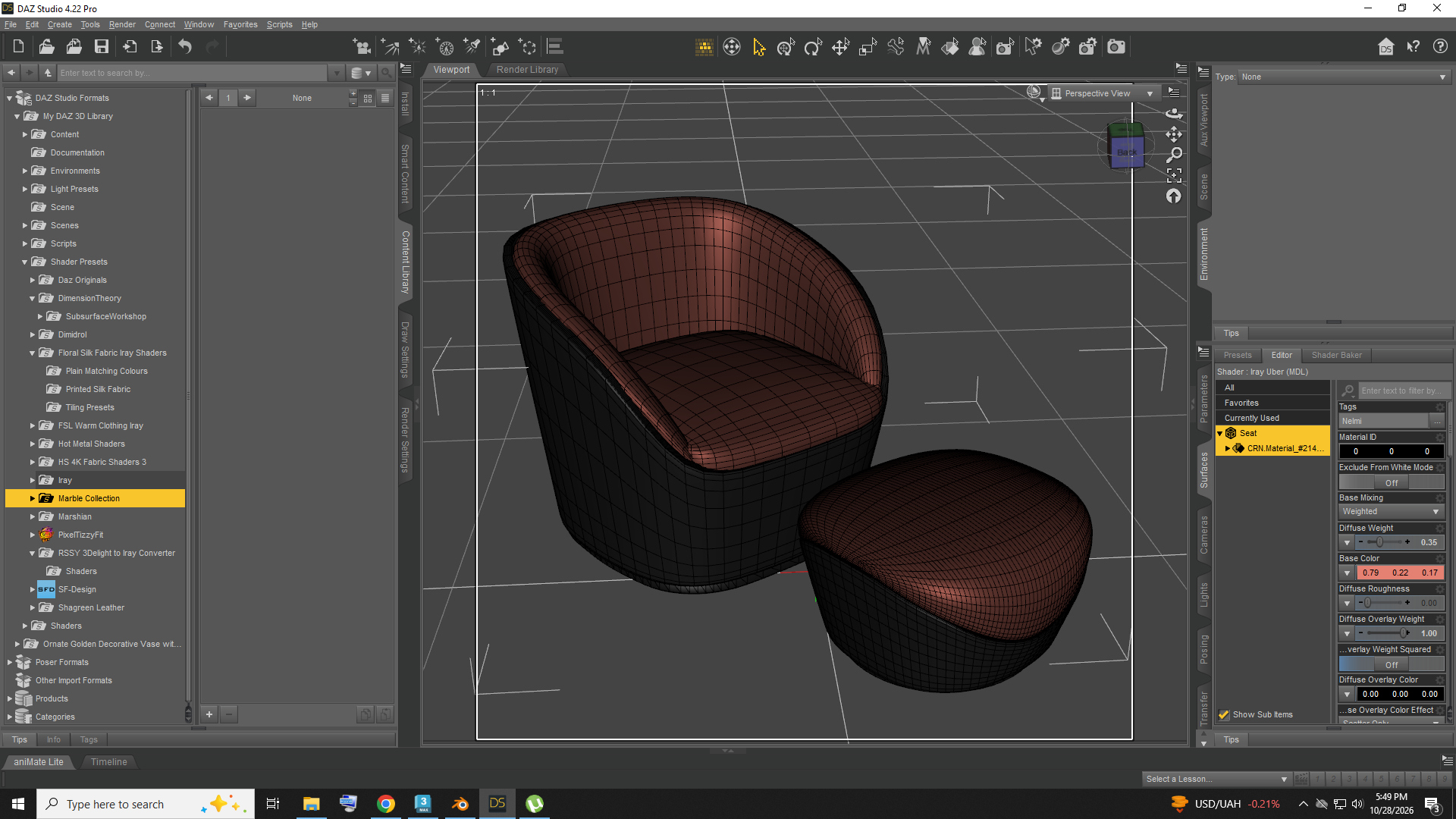 Modern Upholstered Accent Chair with Matching Ottoman AQ3D Daz Content