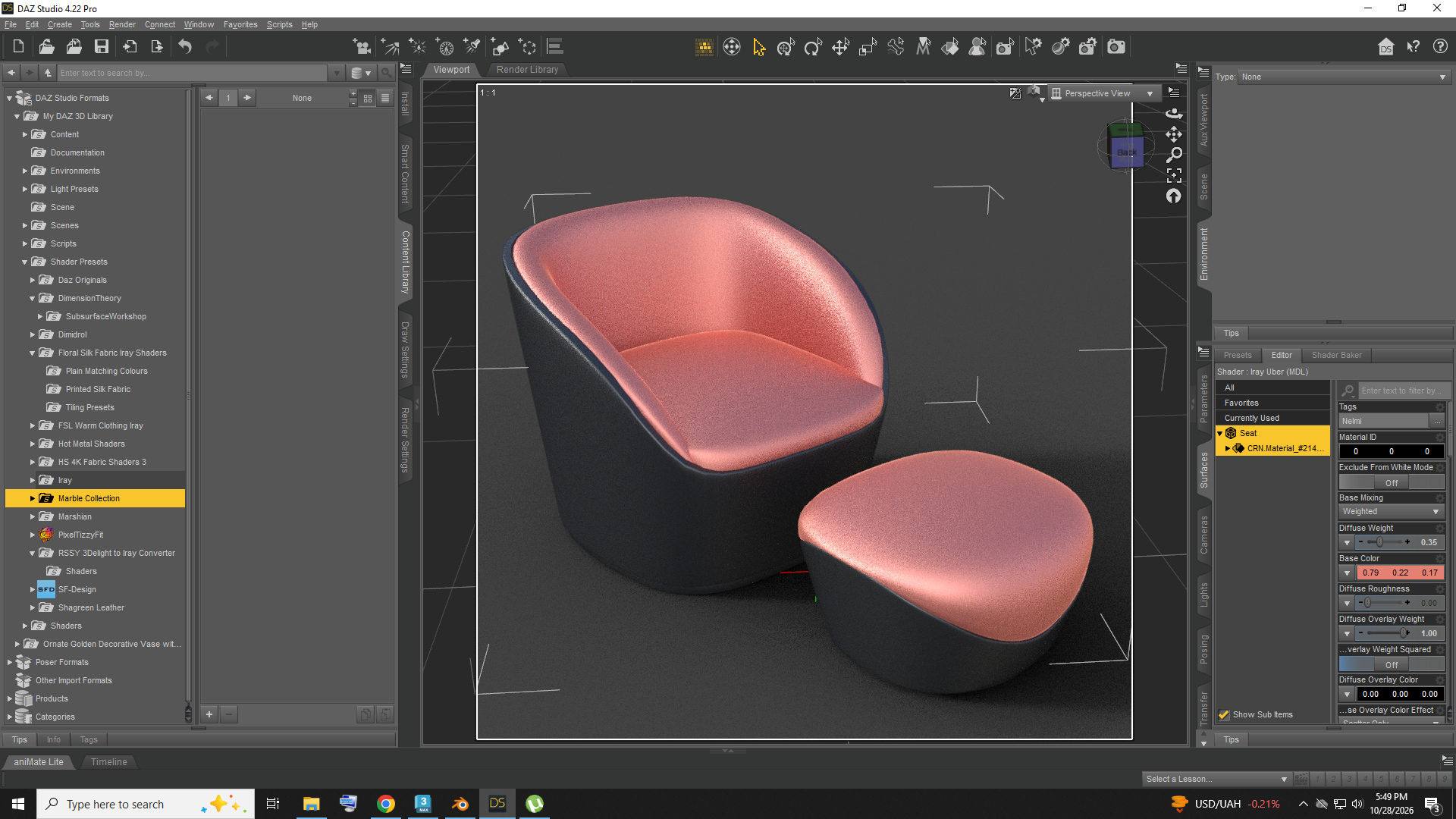 Modern Upholstered Accent Chair with Matching Ottoman AQ3D Daz Content