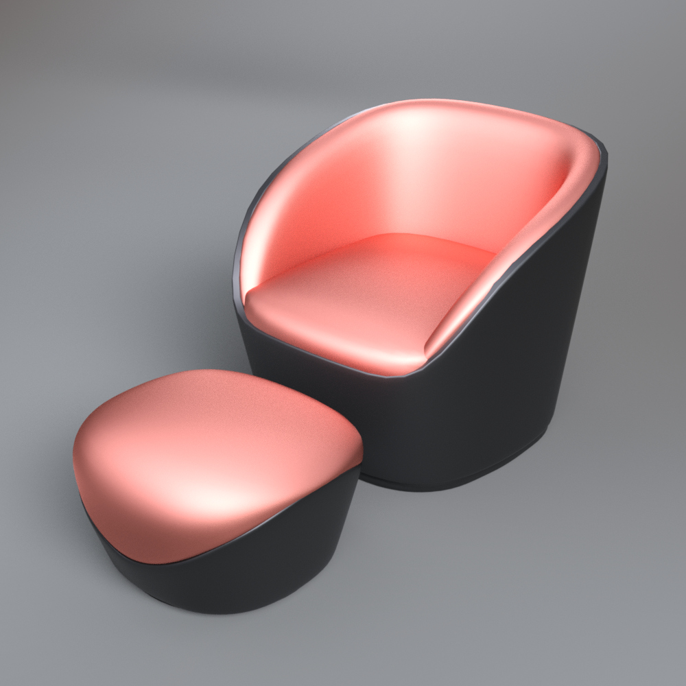 Modern Upholstered Accent Chair with Matching Ottoman AQ3D Daz Content