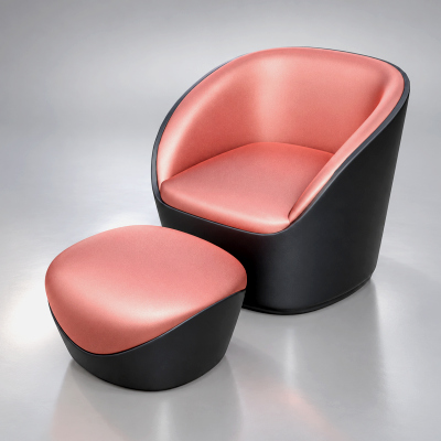 Modern Upholstered Accent Chair with Matching Ottoman AQ3D