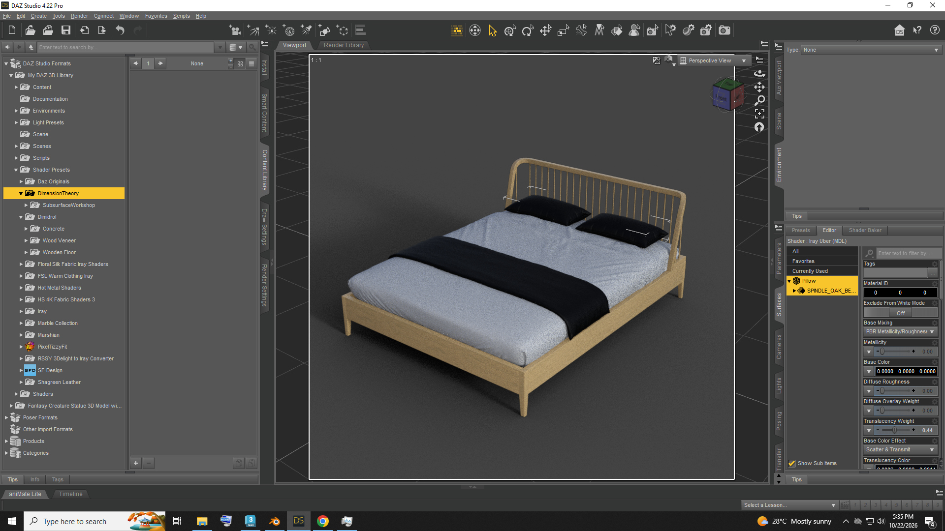 Modern Wooden Bed with Black Bedding AQ3D Daz Content