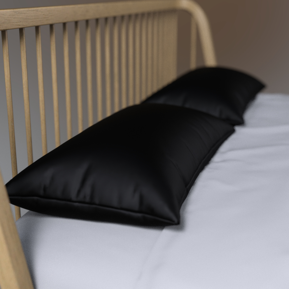 Modern Wooden Bed with Black Bedding AQ3D Daz Content