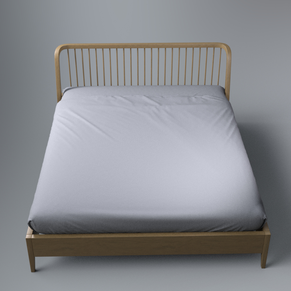 Modern Wooden Bed with Black Bedding AQ3D Daz Content