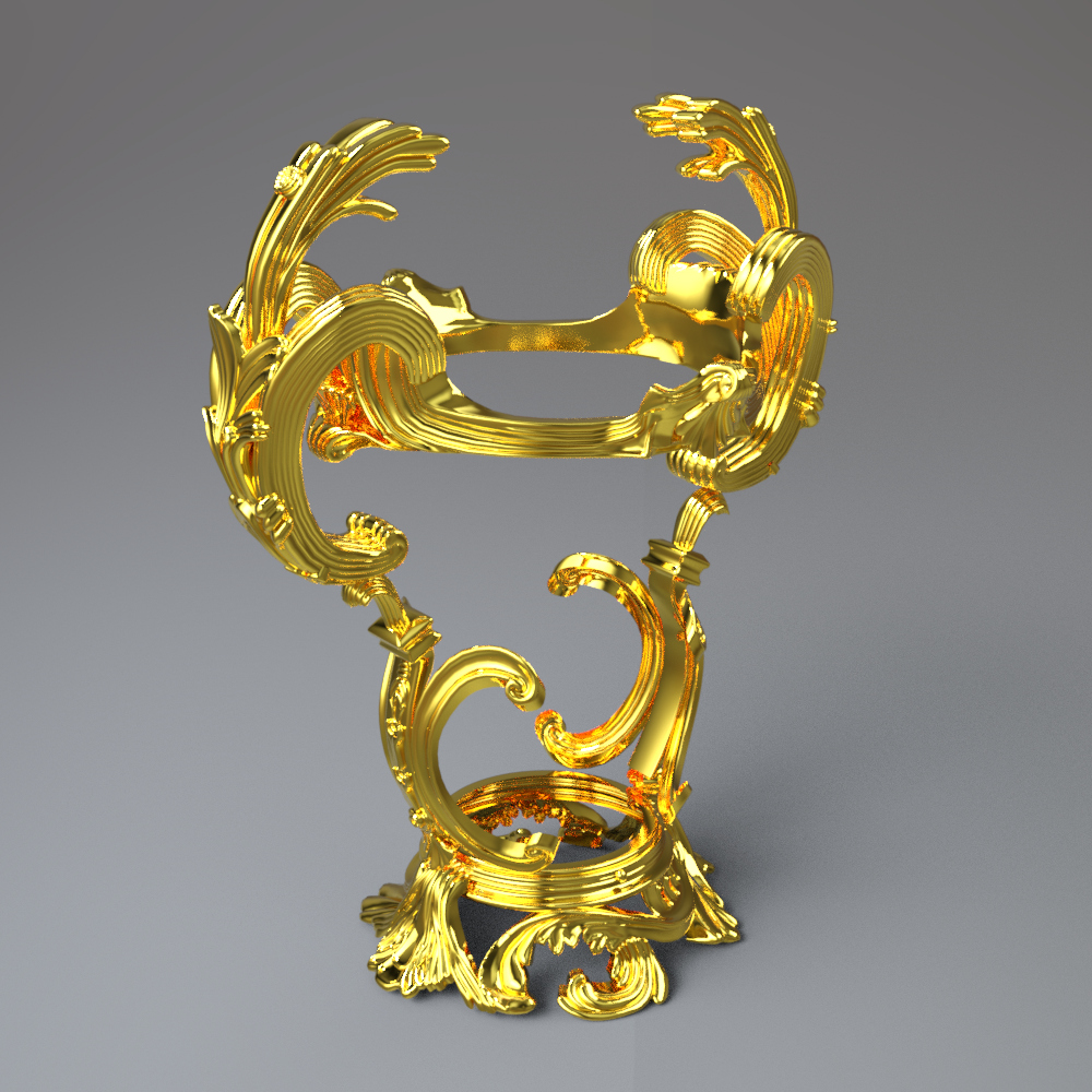 Ornate Golden Decorative Vase With Baroque Scroll Handles Daz Content