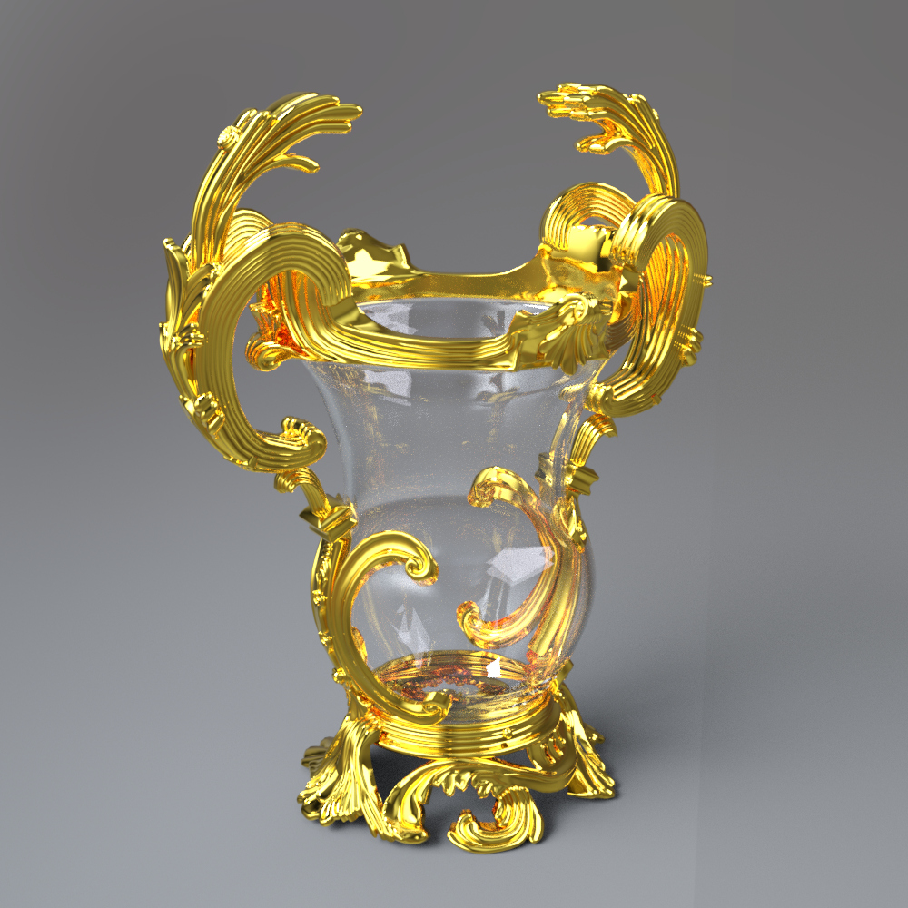 Ornate Golden Decorative Vase With Baroque Scroll Handles Daz Content