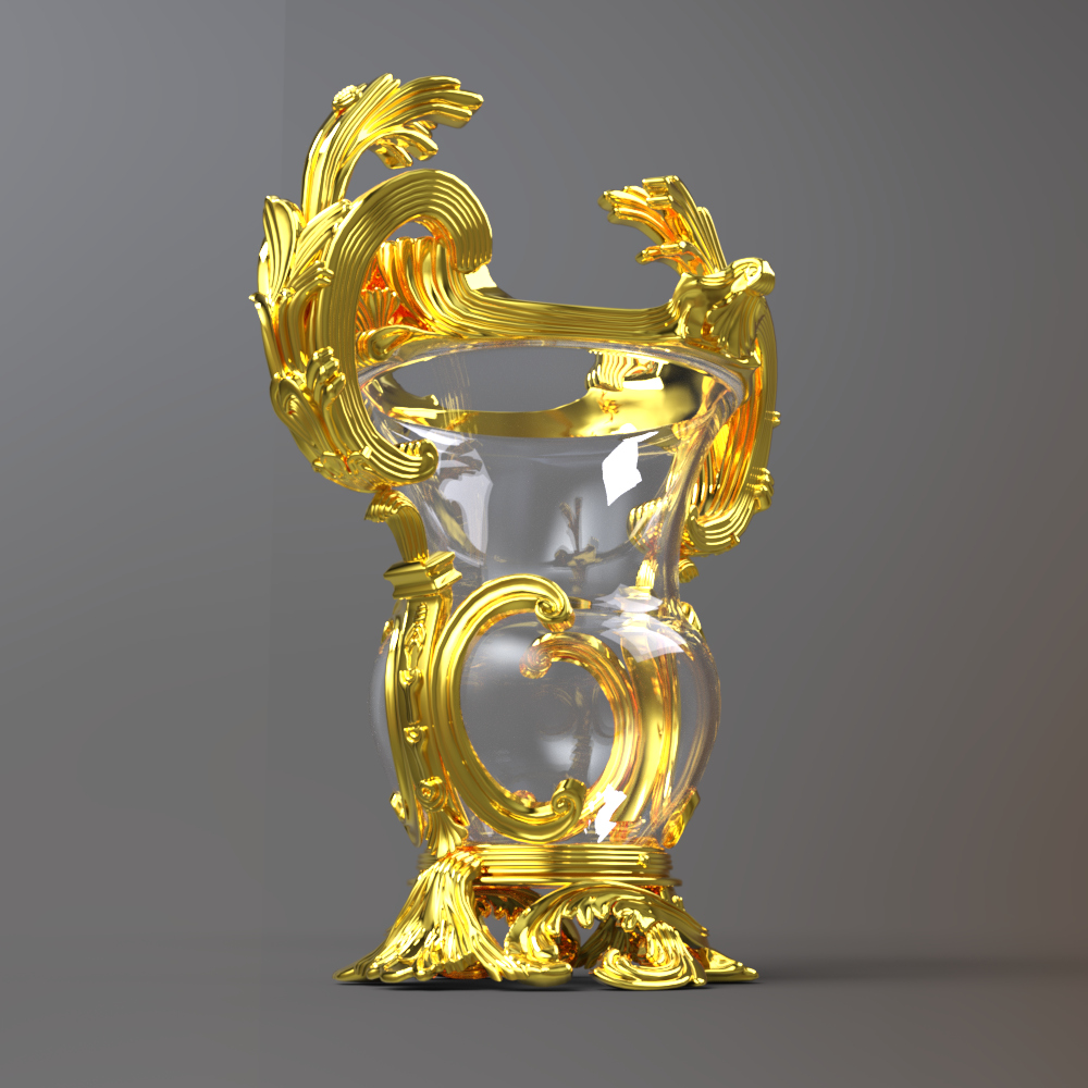 Ornate Golden Decorative Vase With Baroque Scroll Handles Daz Content