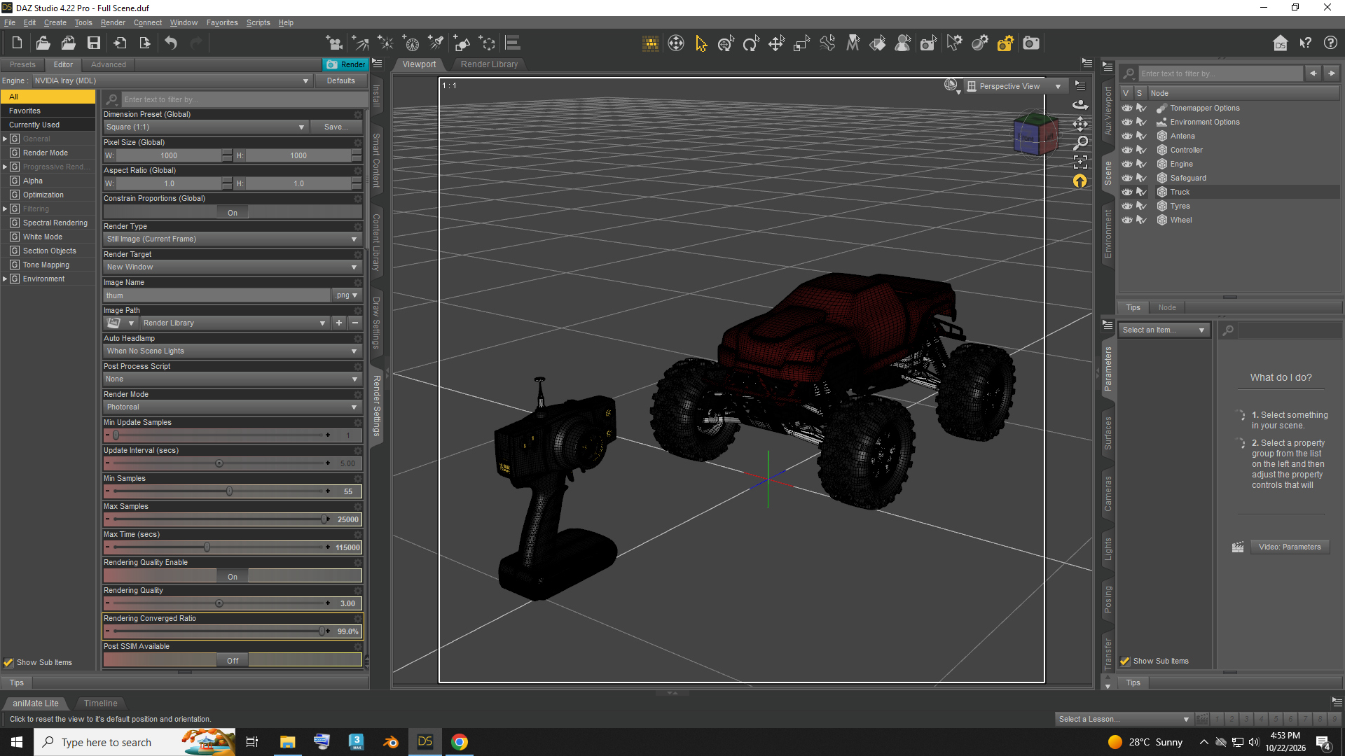 Rc Monster Truck 3D Model With Remote Controller Aq3D Daz Content
