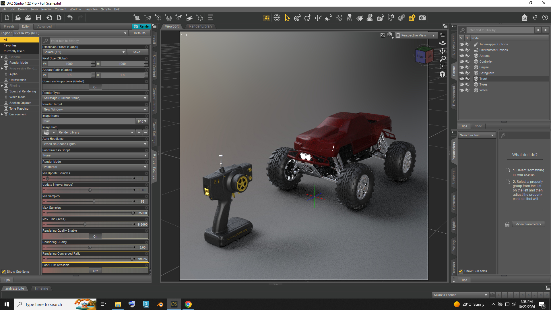 Rc Monster Truck 3D Model With Remote Controller Aq3D Daz Content