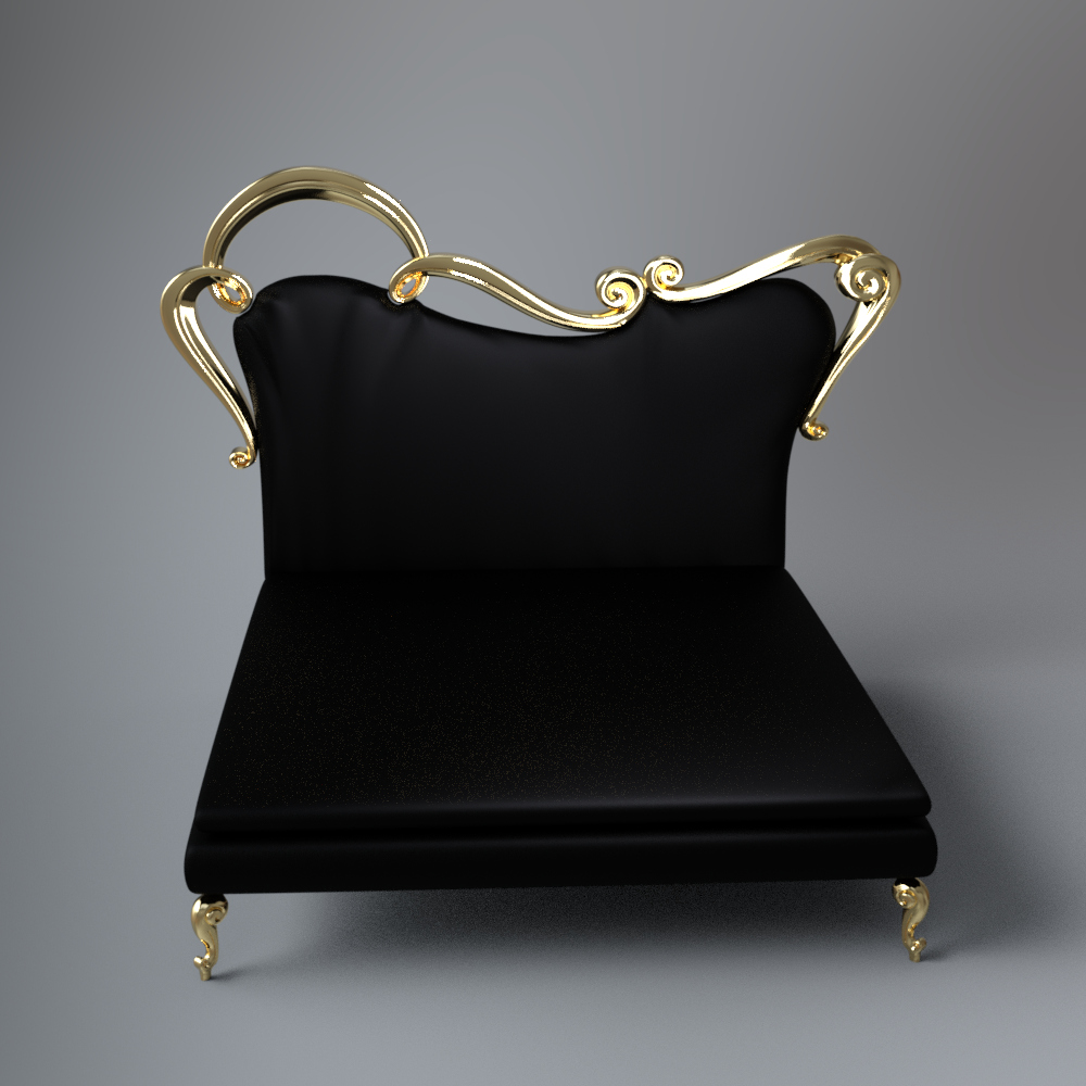 Royal Luxury Upholstered Bed with Gold Frame AQ3D Daz Content