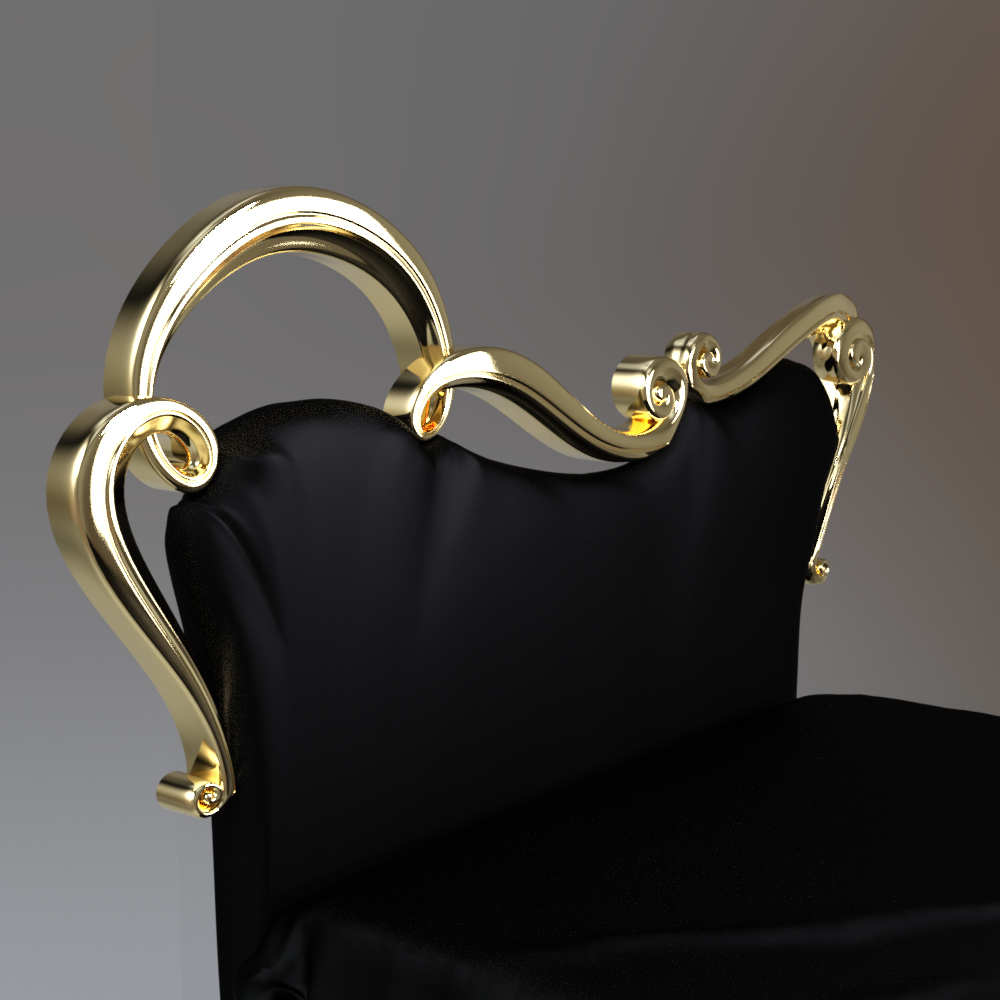 Royal Luxury Upholstered Bed with Gold Frame AQ3D Daz Content