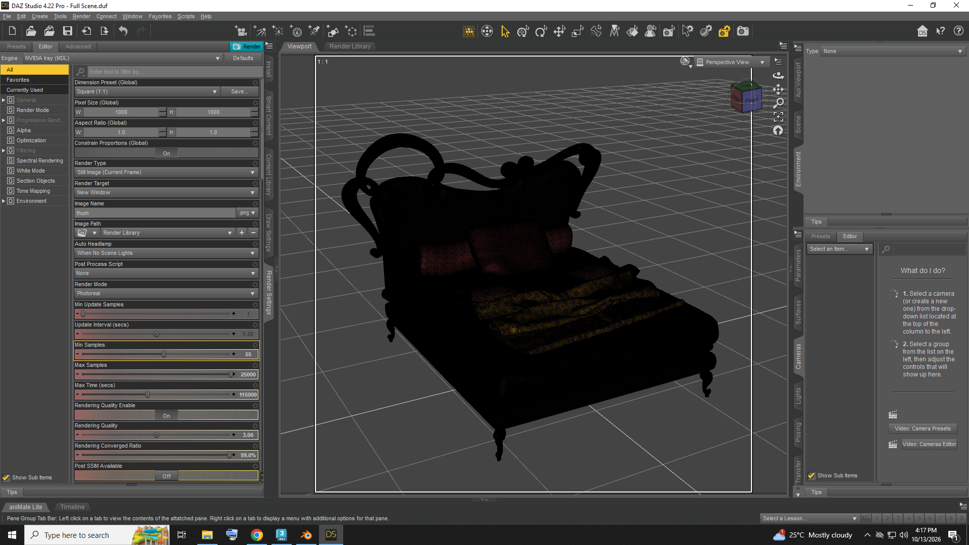 Royal Luxury Upholstered Bed with Gold Frame AQ3D Daz Content