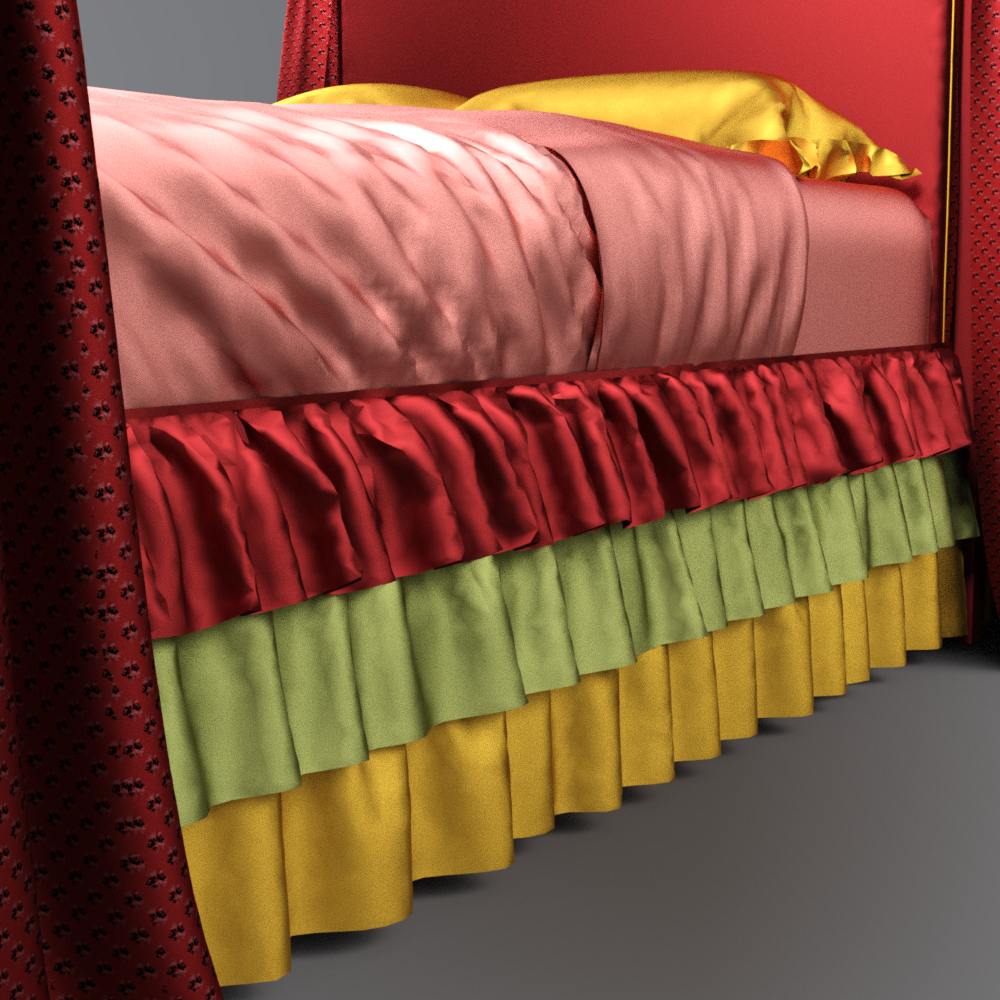 Royal Red Canopy Bed With Silk Drapes Daz Content