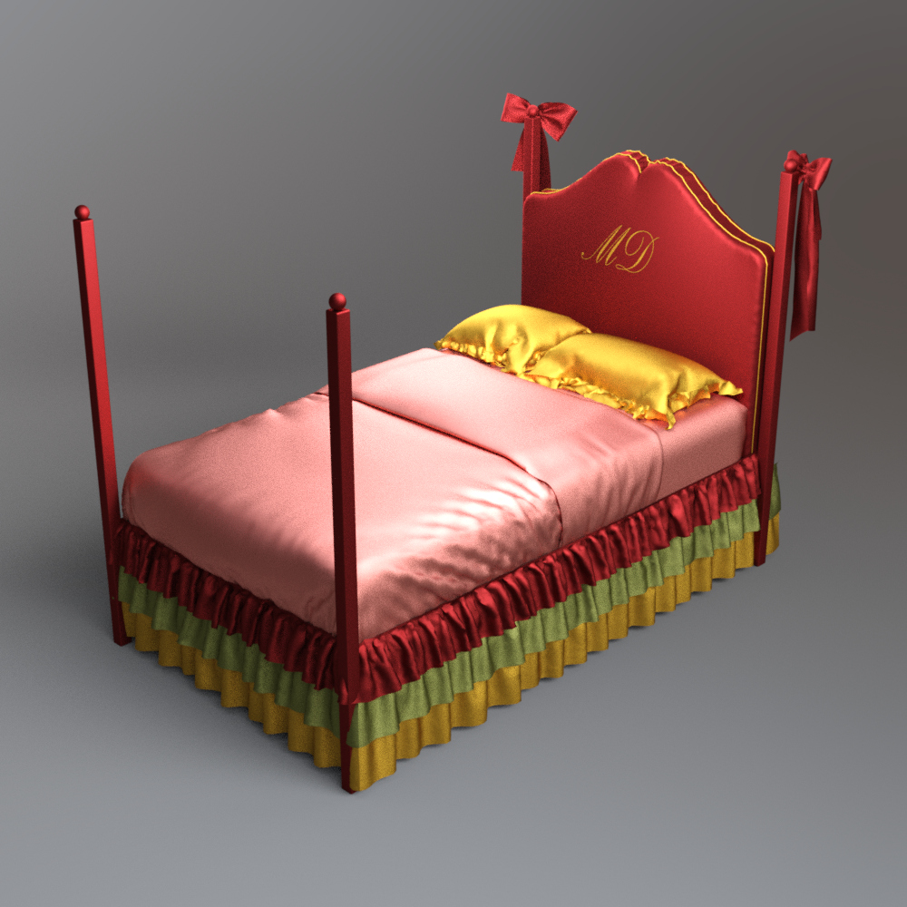 Royal Red Canopy Bed With Silk Drapes Daz Content