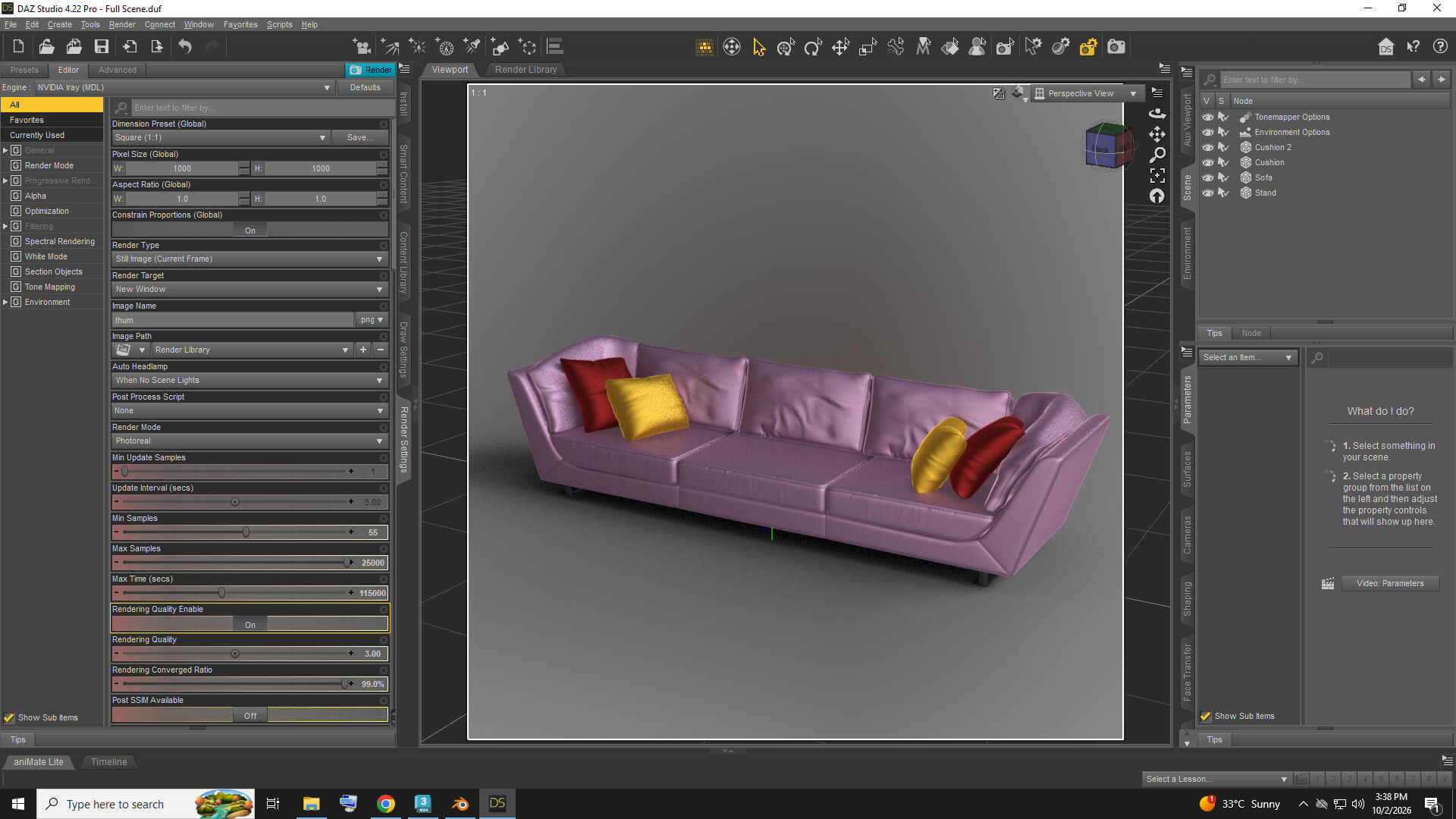 Stylish Sofa 3D Model AQ3D Daz Content