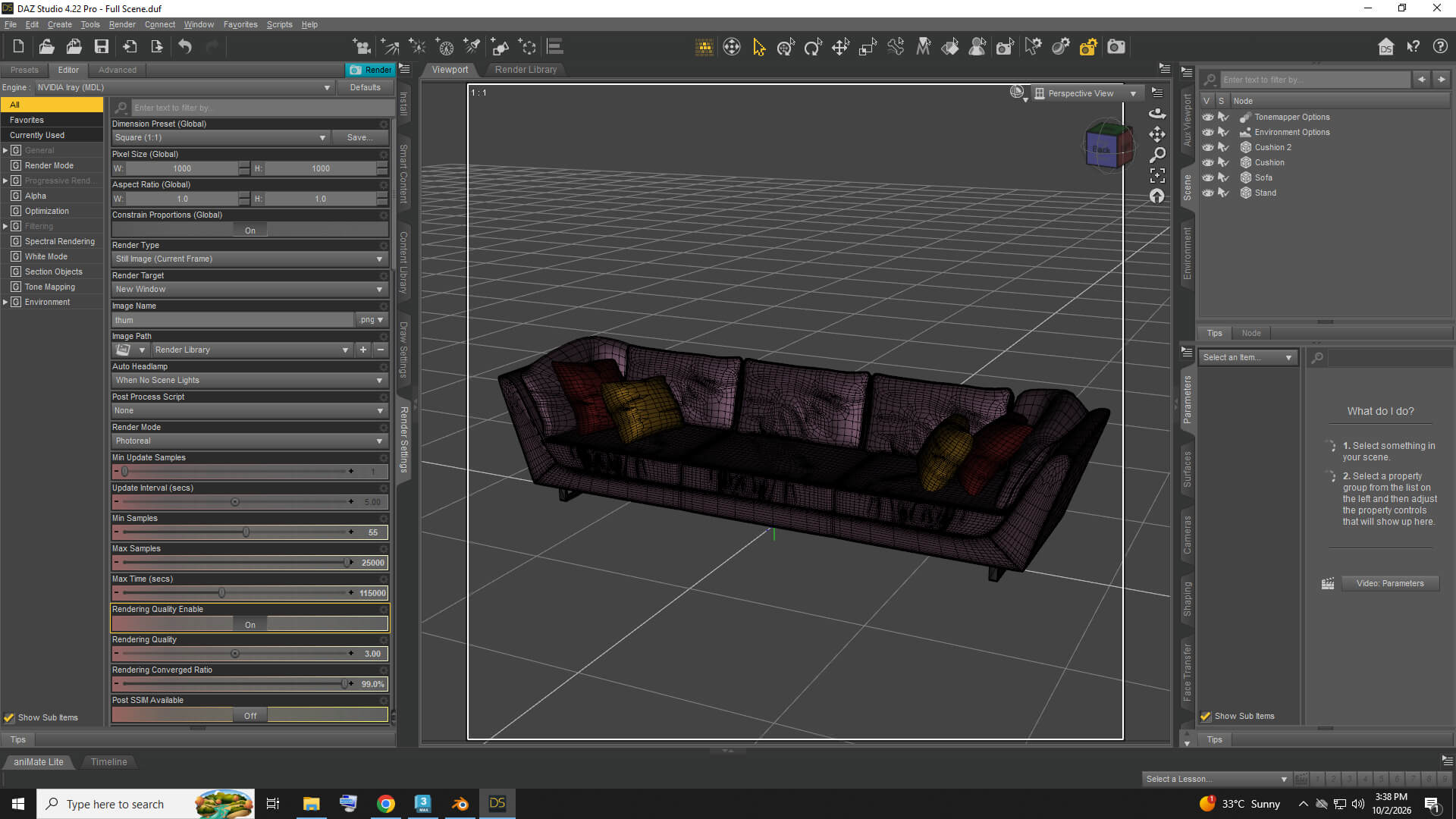 Stylish Sofa 3D Model AQ3D Daz Content