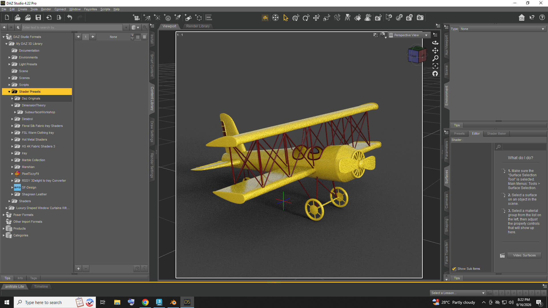 Vintage Toy Biplane AQ3D Daz Content