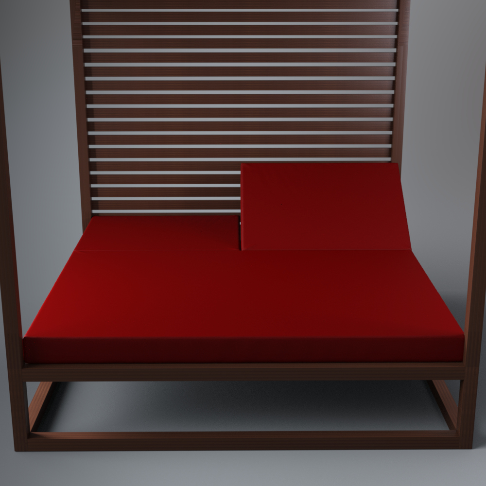 Wooden Canopy Daybed with Red Mattress AQ3D Daz Content