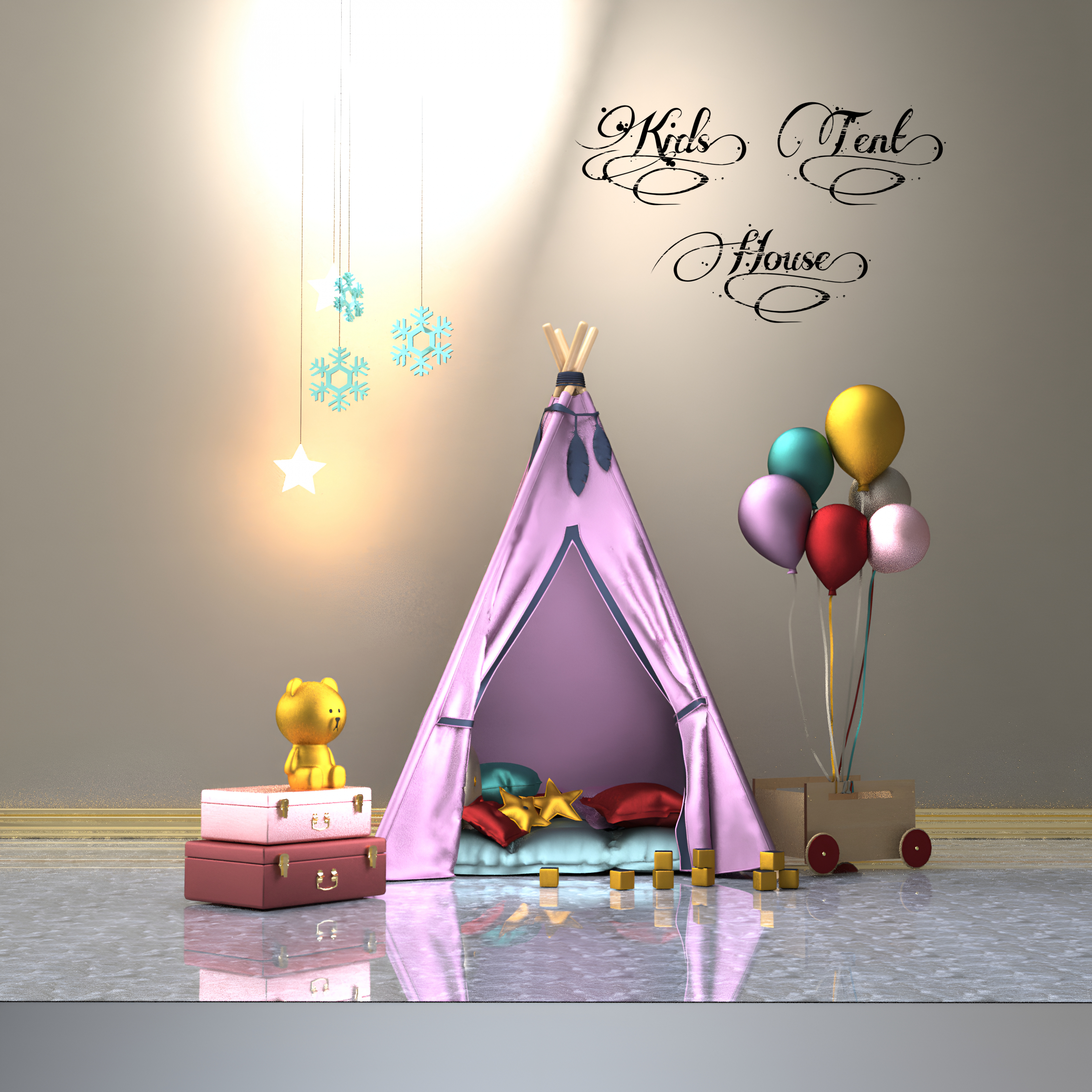 A3S P-Childrens Tent House 3D Render, Digital Artwork by Architect3DStudio