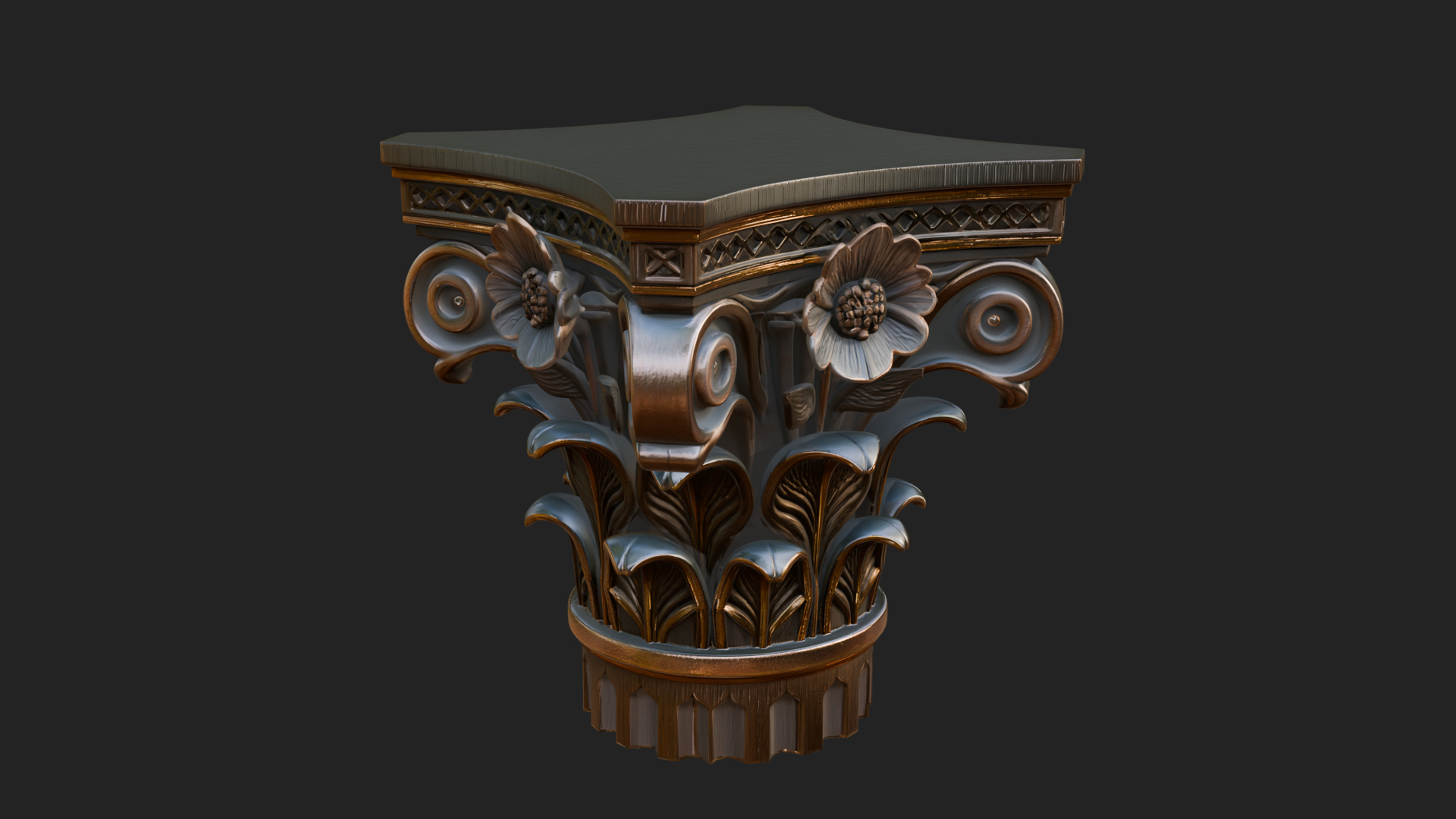 Acanthus Column Capital Design 1 3D Print Model 3D Model