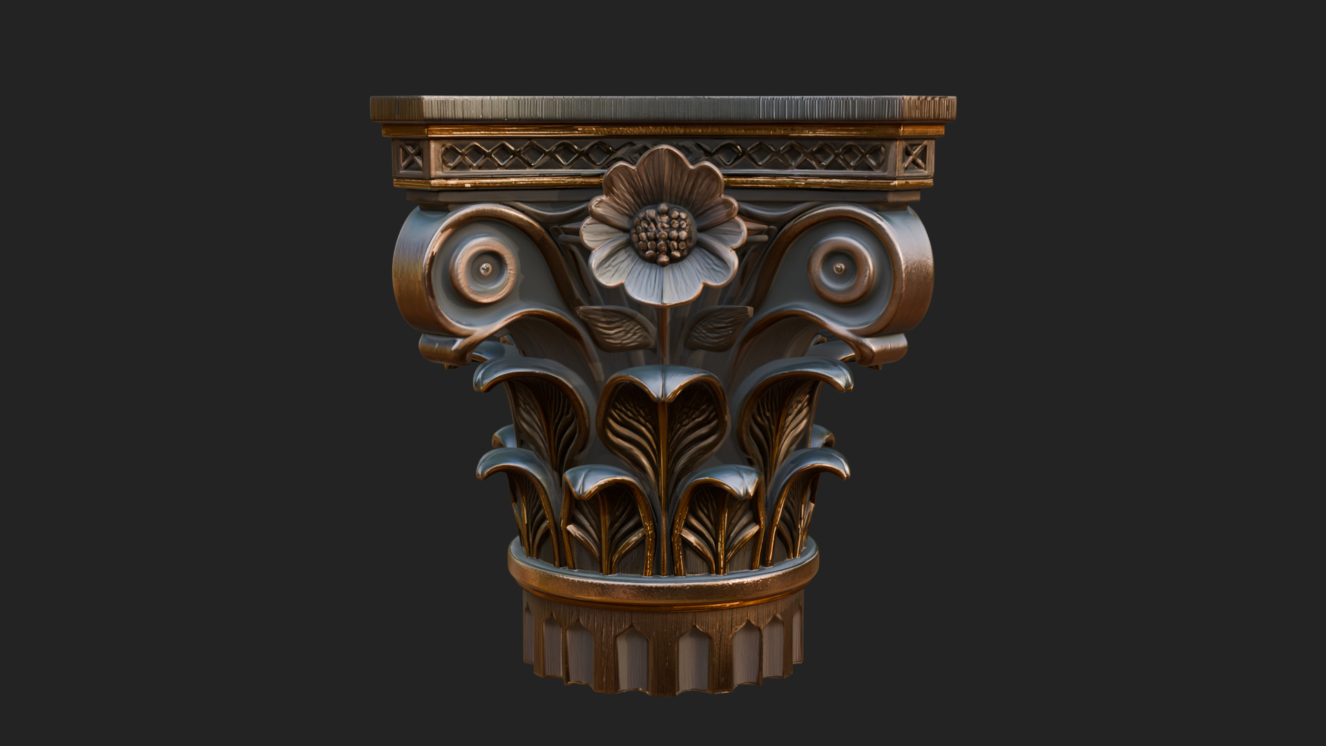 Acanthus Column Capital Design 1 3D Print Model 3D Model