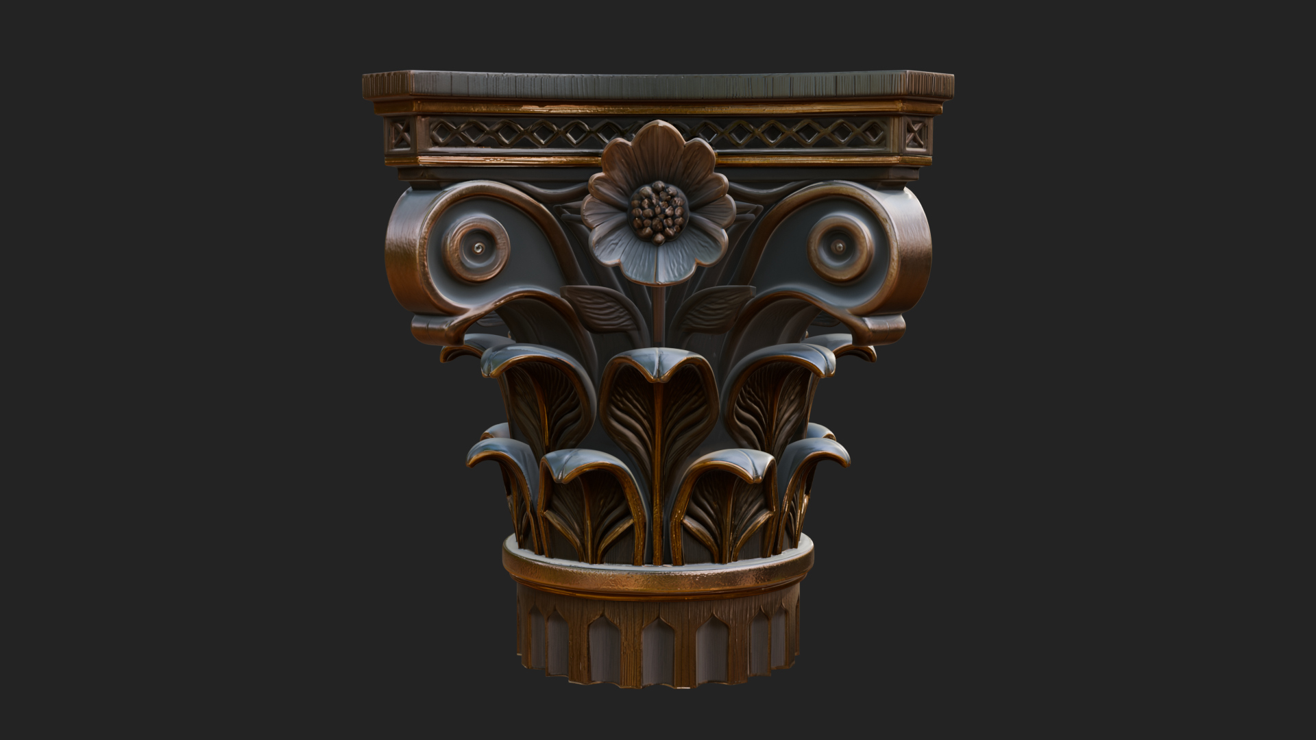 Acanthus Column Capital Design 1 3D Print Model 3D Model