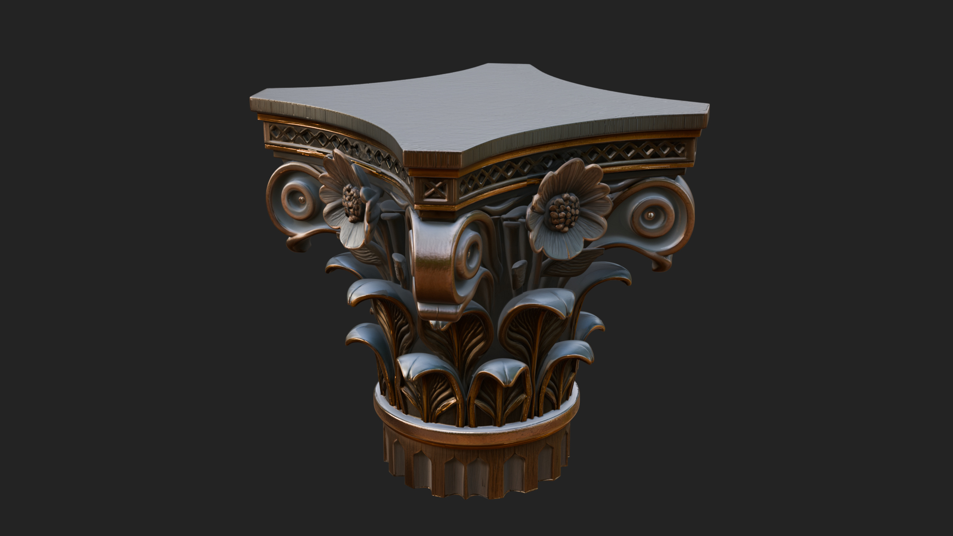 Acanthus Column Capital Design 1 3D Print Model 3D Model