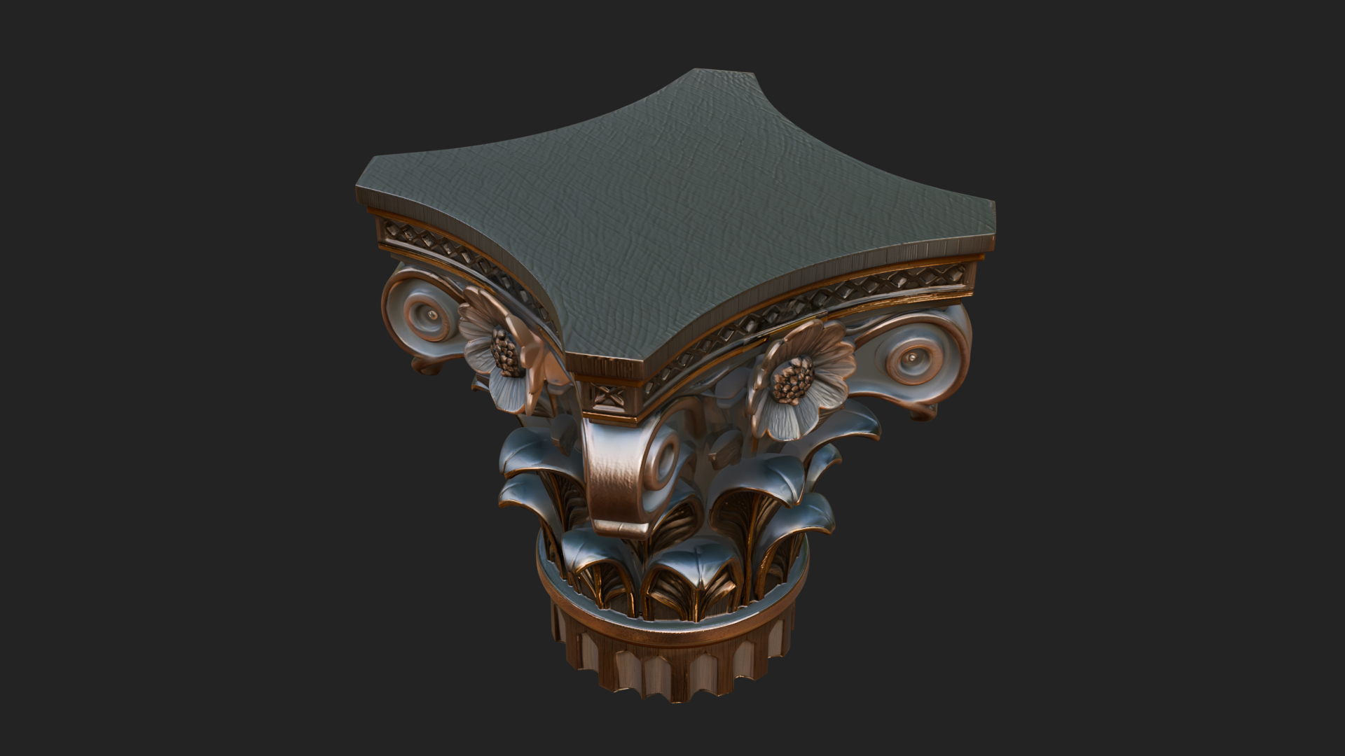 Acanthus Column Capital Design 1 3D Print Model 3D Model
