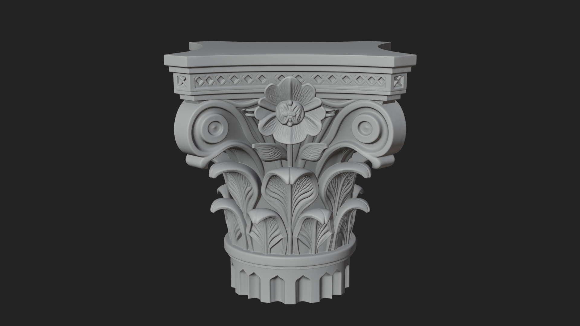Acanthus Column Capital Design 1 3D Print Model 3D Model