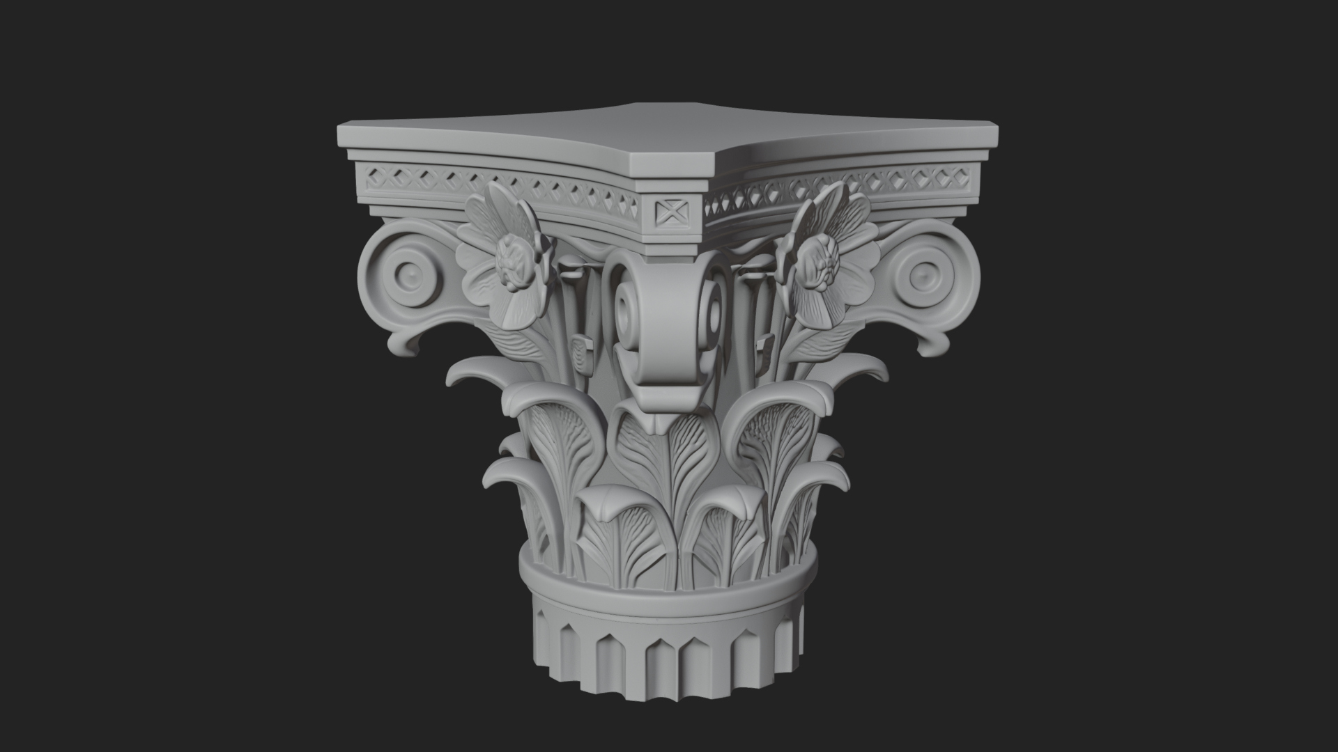 Acanthus Column Capital Design 1 3D Print Model 3D Model