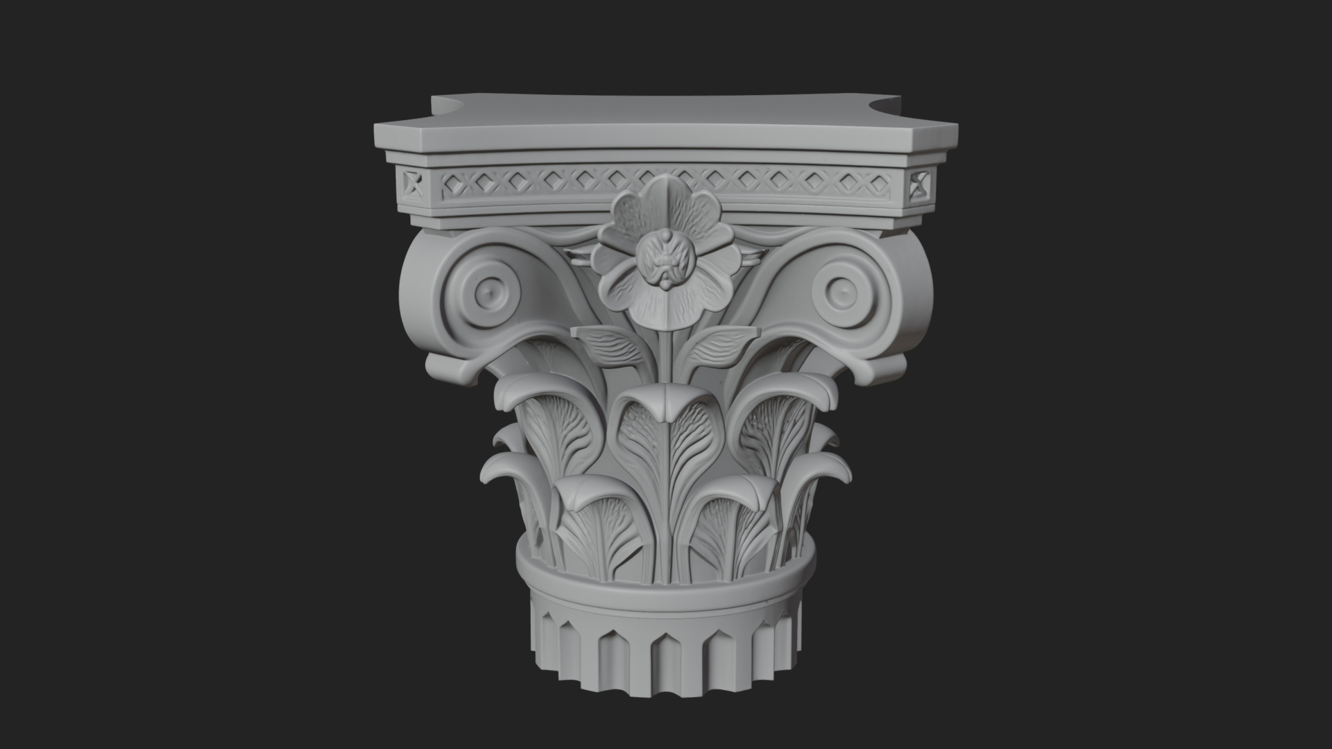 Acanthus Column Capital Design 1 3D Print Model 3D Model